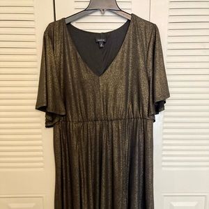 Torrid Sparkly Gold Party Dress Flutter Sleeve Stretch